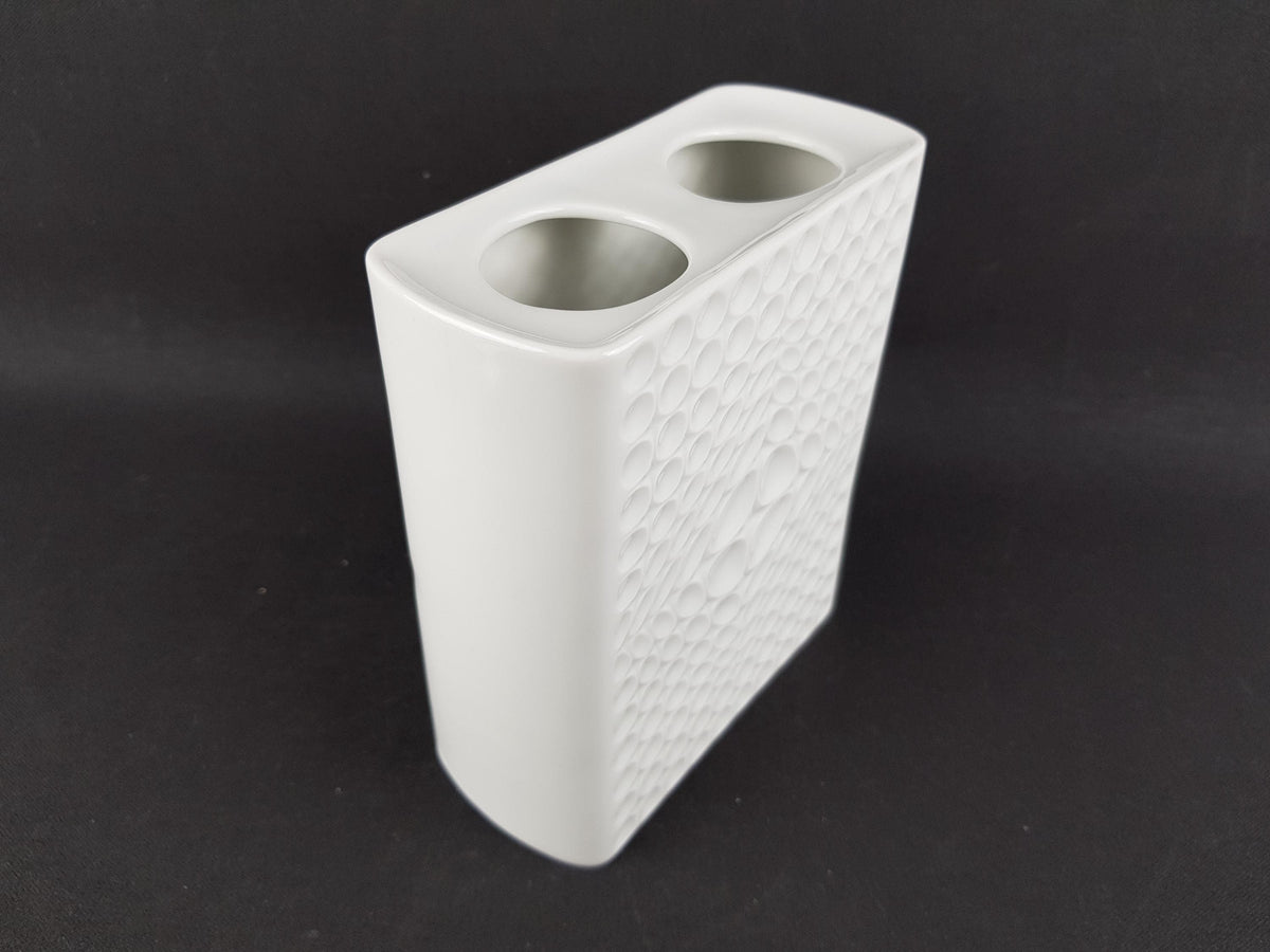 Vintage FÜRSTENBERG Op Art Relief Block Vase 1447/14 by E.A. Sundermann Germany 1970s