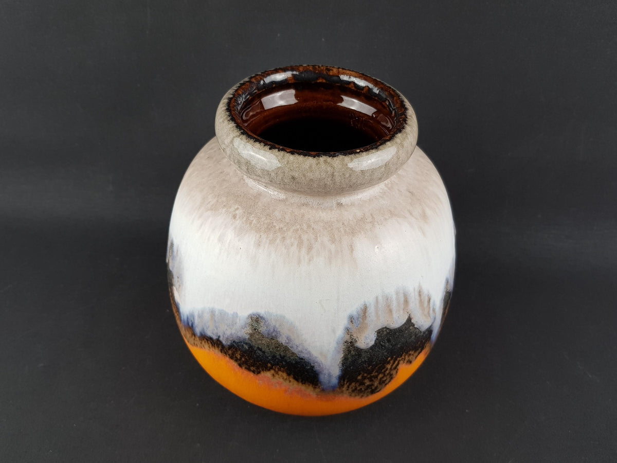 Vintage SCHEURICH KERAMIK Orange, Brown and Beige CERAMOS Vase 284 19 West Geman Pottery 1970s
