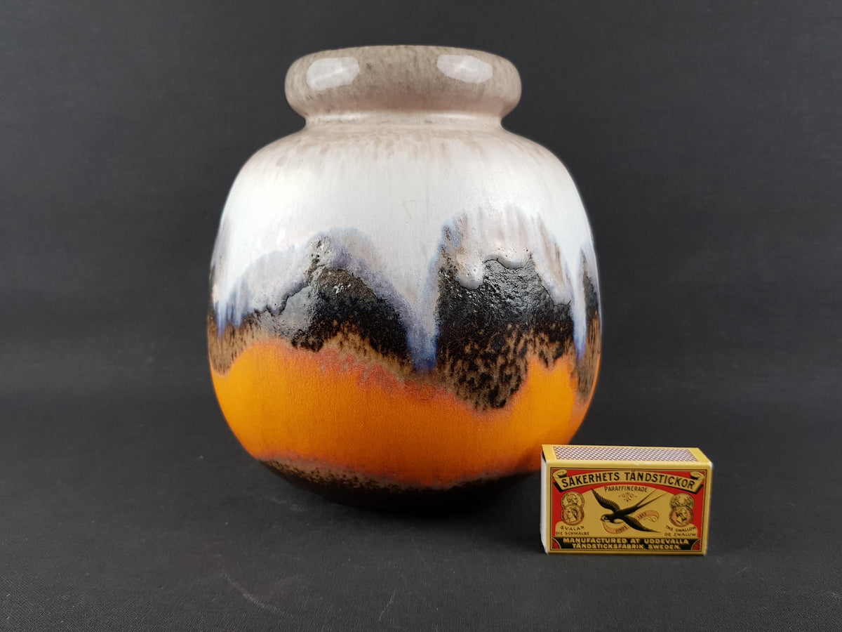 Vintage SCHEURICH KERAMIK Orange, Brown and Beige CERAMOS Vase 284 19 West Geman Pottery 1970s