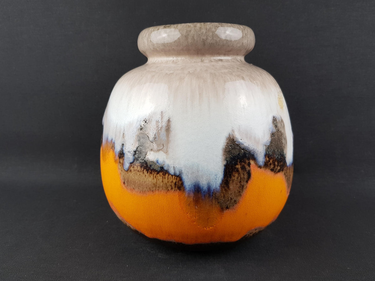 Vintage SCHEURICH KERAMIK Orange, Brown and Beige CERAMOS Vase 284 19 West Geman Pottery 1970s
