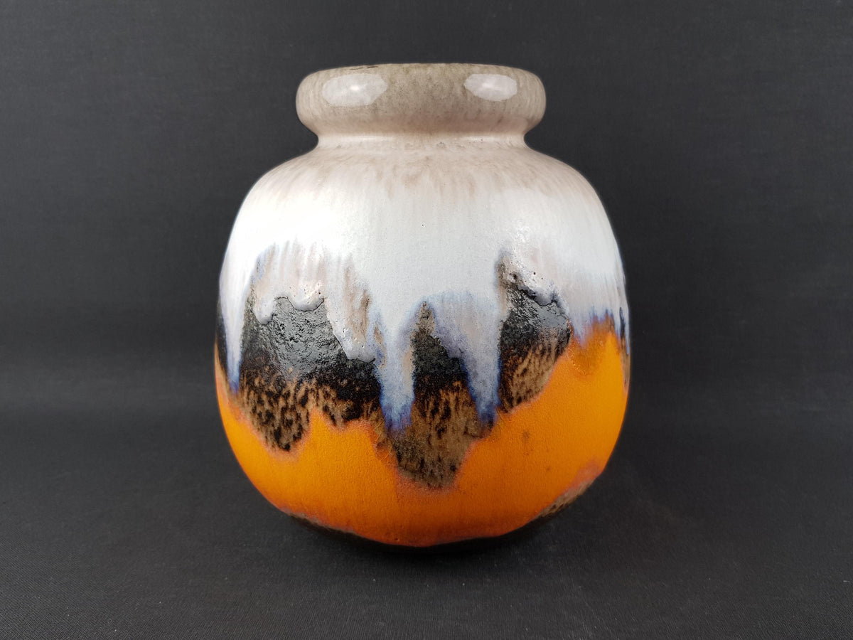 Vintage SCHEURICH KERAMIK Orange, Brown and Beige CERAMOS Vase 284 19 West Geman Pottery 1970s