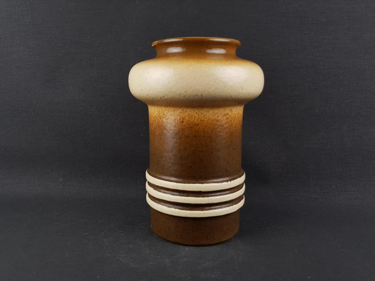 Vintage VEB HALDENSLEBEN Brown and Beige Vase 2920A East German Pottery 1960s