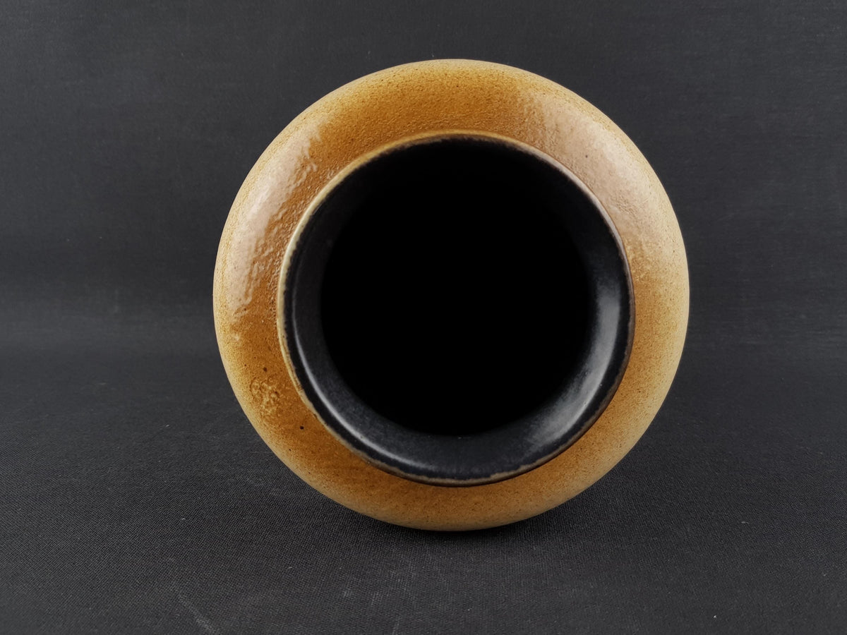 Vintage VEB HALDENSLEBEN Brown and Beige Vase 2920A East German Pottery 1960s