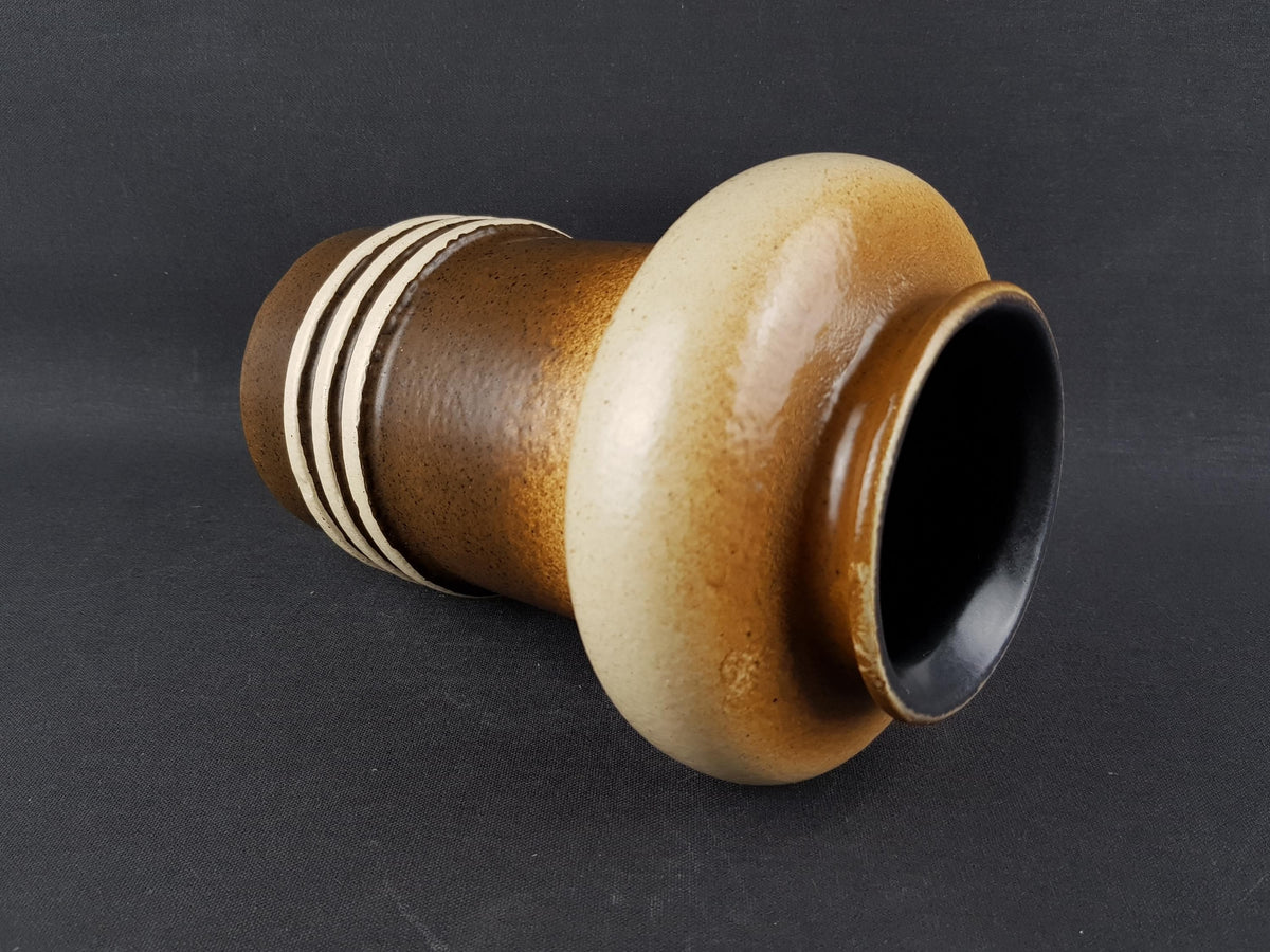 Vintage VEB HALDENSLEBEN Brown and Beige Vase 2920A East German Pottery 1960s