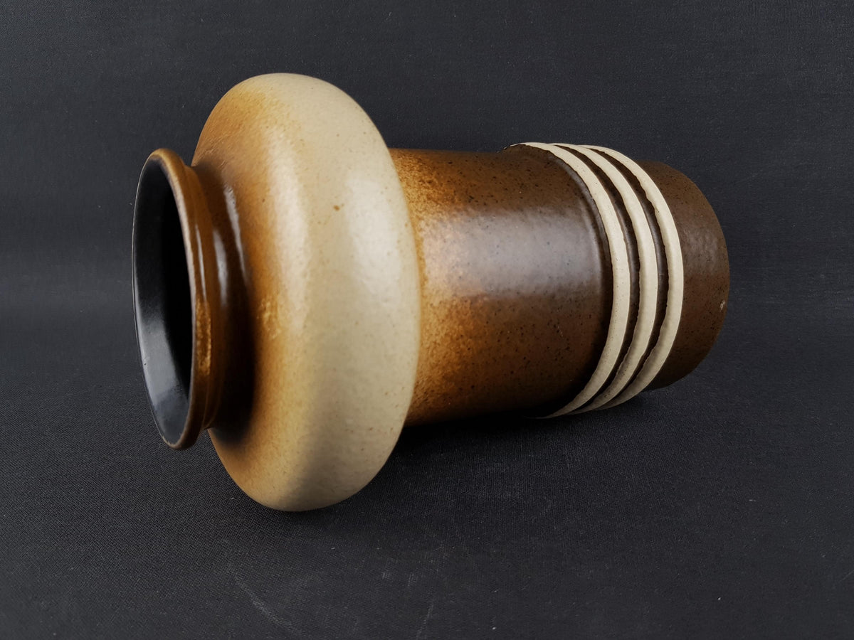Vintage VEB HALDENSLEBEN Brown and Beige Vase 2920A East German Pottery 1960s