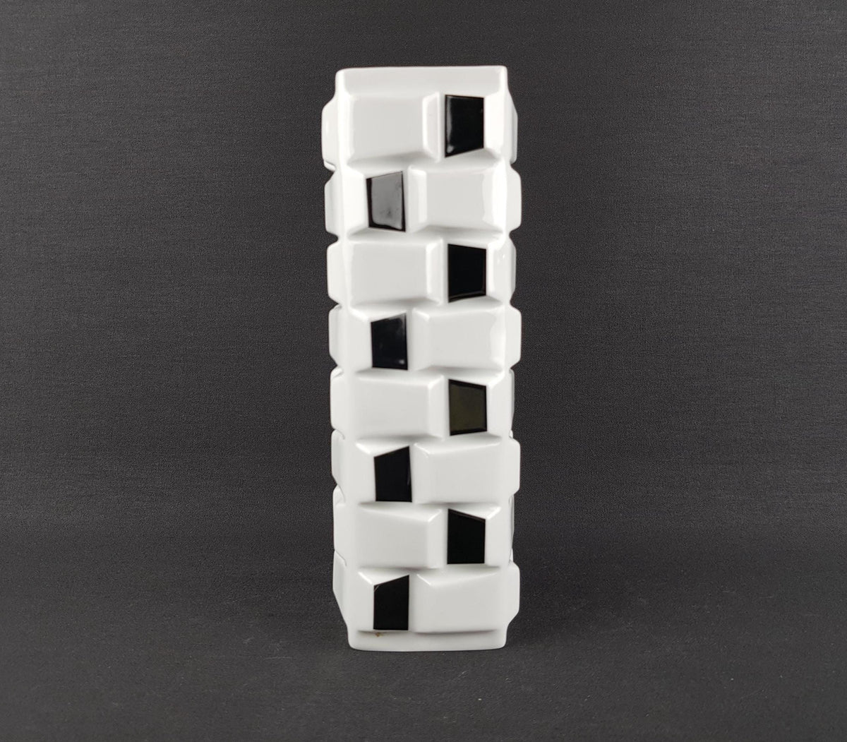 Vintage SCHWARZENHAMMER PORZELLAN Op Art Vase 1505/22 West Germany 1970s