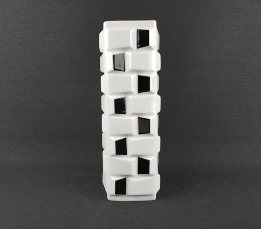 Vintage SCHWARZENHAMMER PORZELLAN Op Art Vase 1505/22 West Germany 1970s