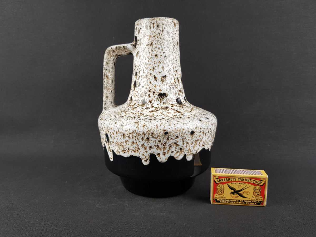 Vintage ES KERAMIK (Emons und Söhne) Black and White Fat Lava Vase West German Pottery 1970s
