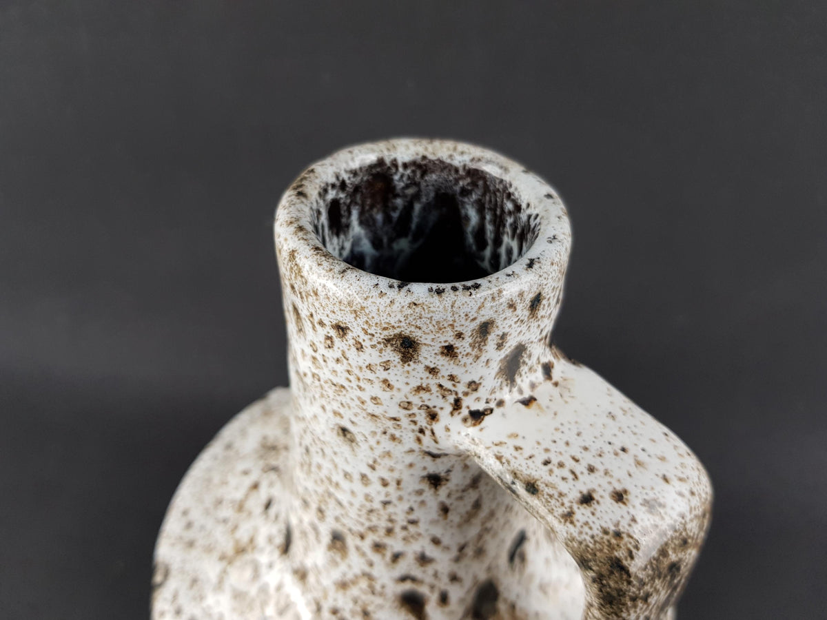 Vintage ES KERAMIK (Emons und Söhne) Black and White Fat Lava Vase West German Pottery 1970s