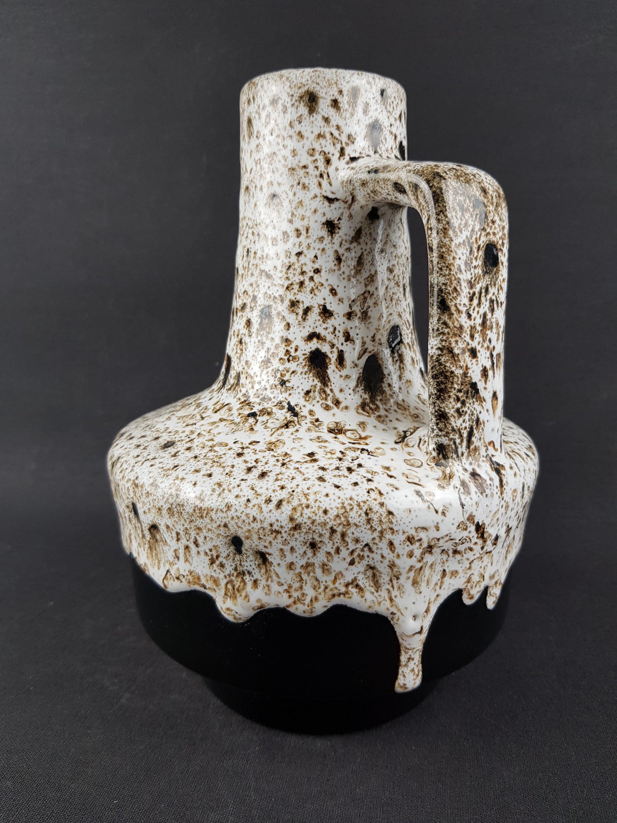Vintage ES KERAMIK (Emons und Söhne) Black and White Fat Lava Vase West German Pottery 1970s