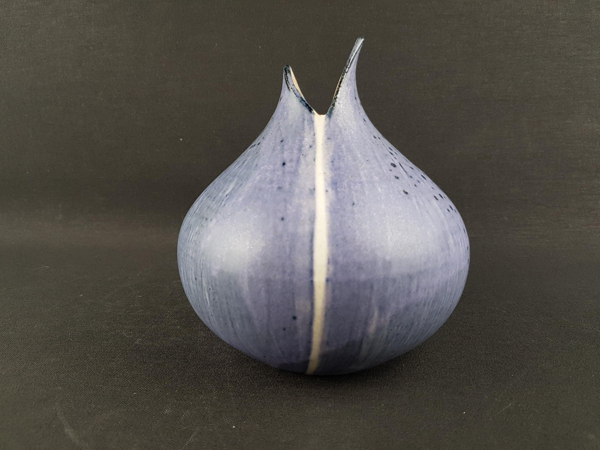 Vintage Kegnæs Keramik Purple Fishmouth Vase Danish Studio Art Denmark 1960-70