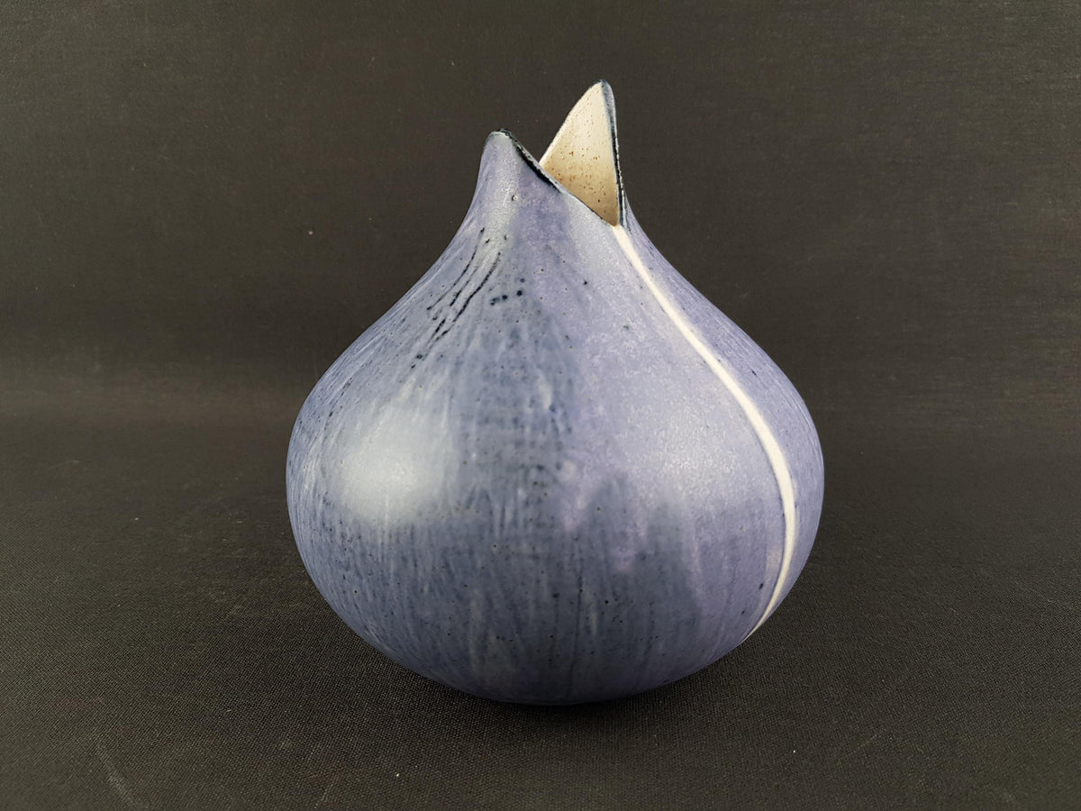 Vintage Kegnæs Keramik Purple Fishmouth Vase Danish Studio Art Denmark 1960-70