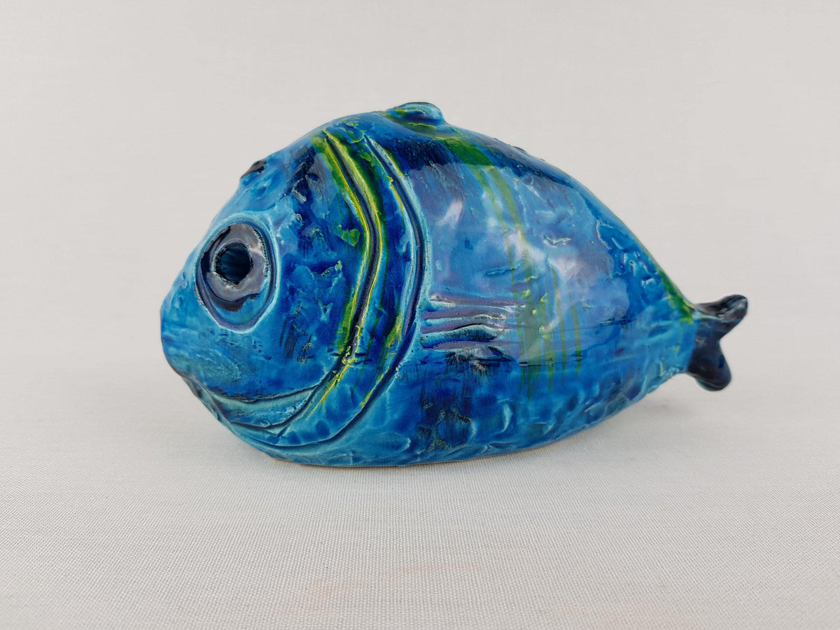 RARE Vintage BITOSSI Fish with Rimini Blu by Aldo Londi - Italian Pottery, 1960s