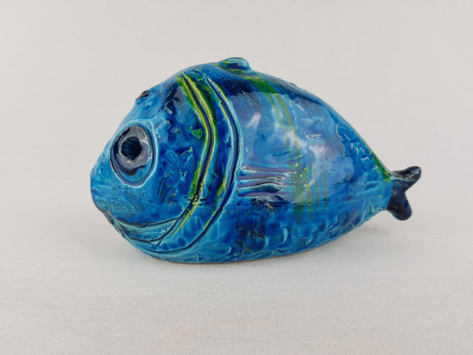 RARE Vintage BITOSSI Fish with Rimini Blu by Aldo Londi - Italian Pottery, 1960s