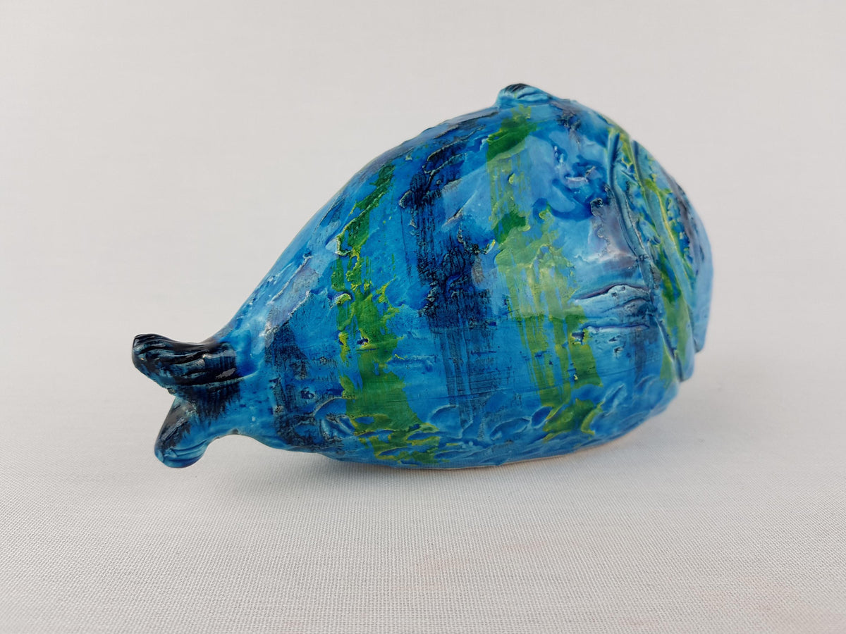 RARE Vintage BITOSSI Fish with Rimini Blu by Aldo Londi - Italian Pottery, 1960s