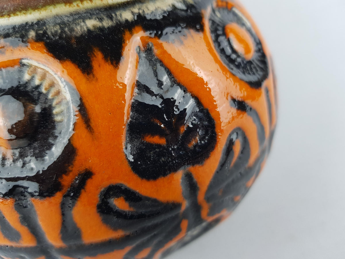 Vintage Übelacker (Ü-Keramik) Orange and Black Vase 573/15 West German Pottery – 1970s