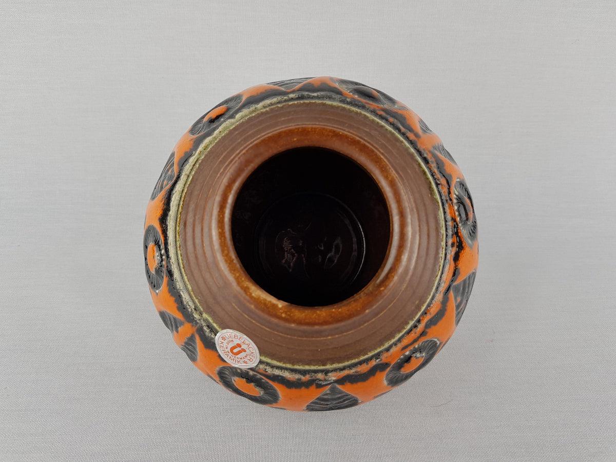 Vintage Übelacker (Ü-Keramik) Orange and Black Vase 573/15 West German Pottery – 1970s