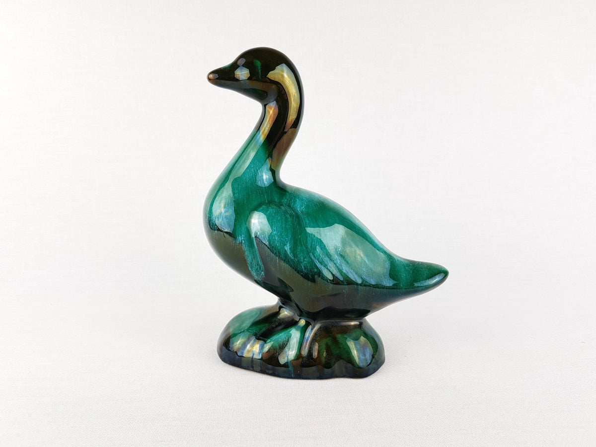 Starter Set Vintage BLUE MOUNTAIN POTTERY Green and Black Goose and Bird Figurine Canada 1960s