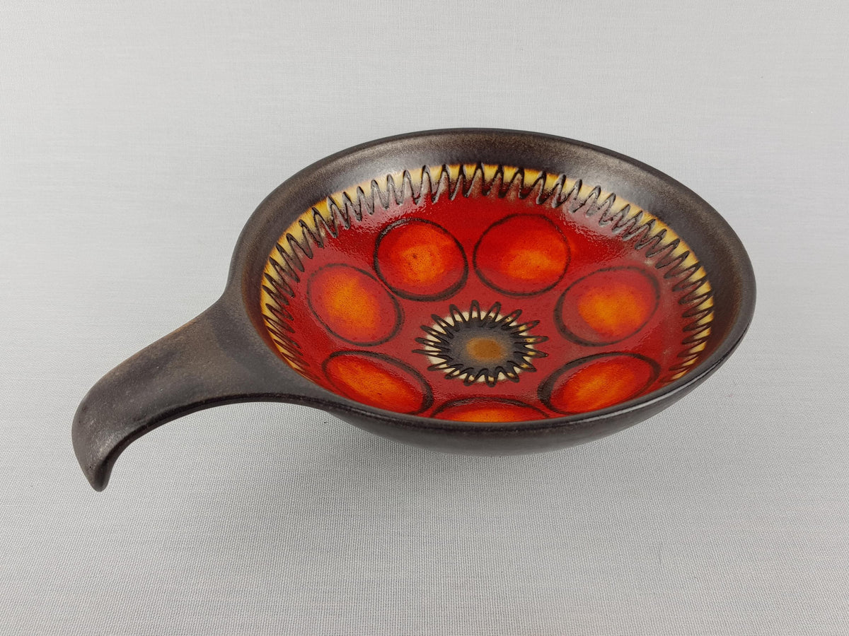 Vintage DÜMLER & BREIDEN Brown and Orange Ceramic Bowl 206/18 West German Pottery 1970s