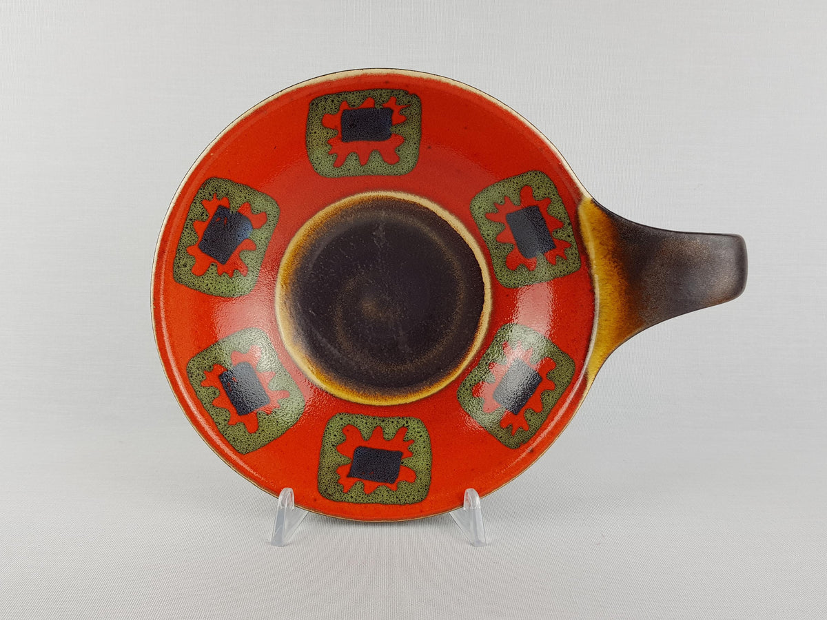 Vintage DÜMLER & BREIDEN Orange and Brown Ceramic Bowl 206/18 West German Pottery 1970s