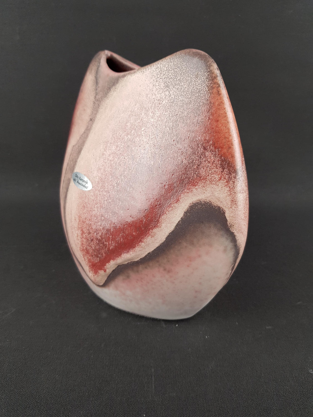 Vintage OTTO Keramik Pink Fish Mouth Vase West German Pottery 1970-80s