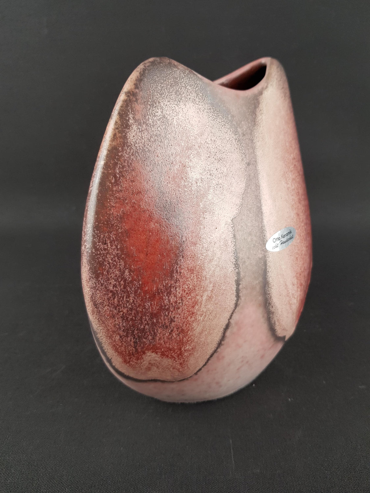 Vintage OTTO Keramik Pink Fish Mouth Vase West German Pottery 1970-80s
