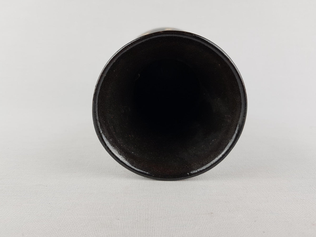 Vintage PIESCHE und REIF Dark Brown Sgraffito Vase DDR East German Pottery 1970s