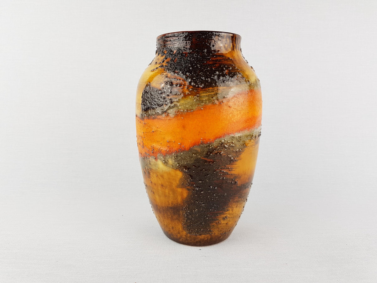 Vintage CARSTENS TONNIESH0F KERAMIK Orange, Brown and Green Vase 5040/20 West German Pottery 1960s