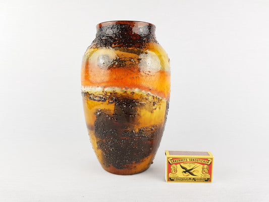 Vintage CARSTENS TONNIESH0F KERAMIK Orange, Brown and Green Vase 5040/20 West German Pottery 1960s