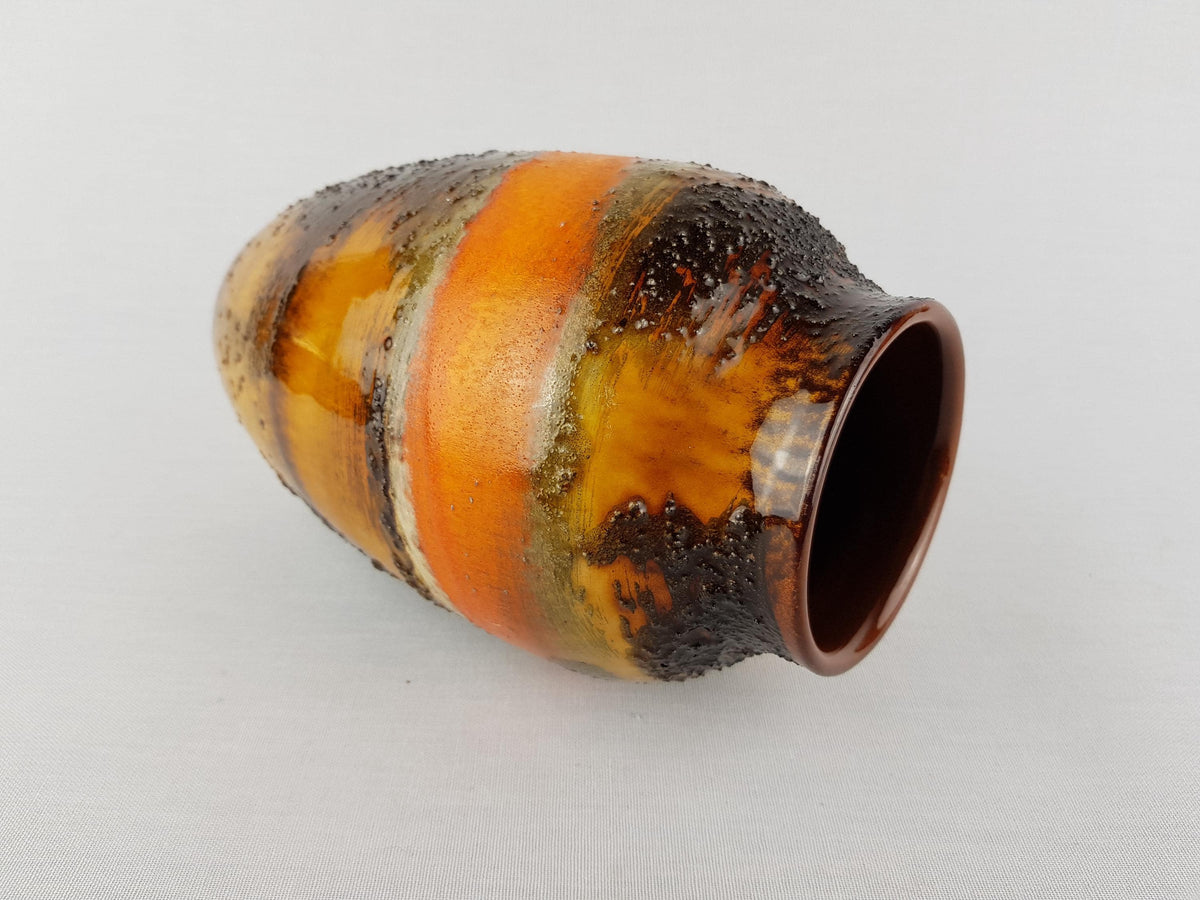 Vintage CARSTENS TONNIESH0F KERAMIK Orange, Brown and Green Vase 5040/20 West German Pottery 1960s