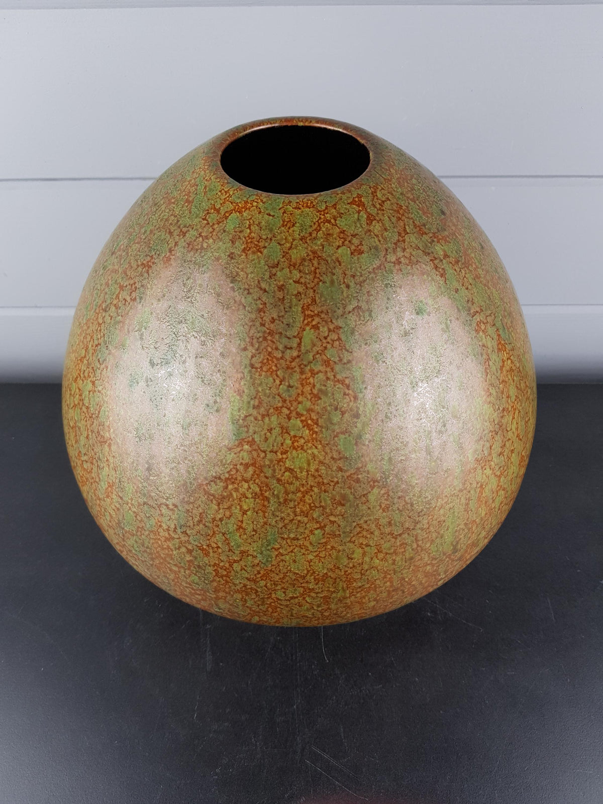 Vintage DÜMLER & BREIDEN Green and Brown Mottled Vase 180/30 West German Pottery 1960s