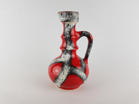 Vintage JOPEKO KERAMIK Red Vase with Turin Decor 7201-21 West German Pottery 1970s