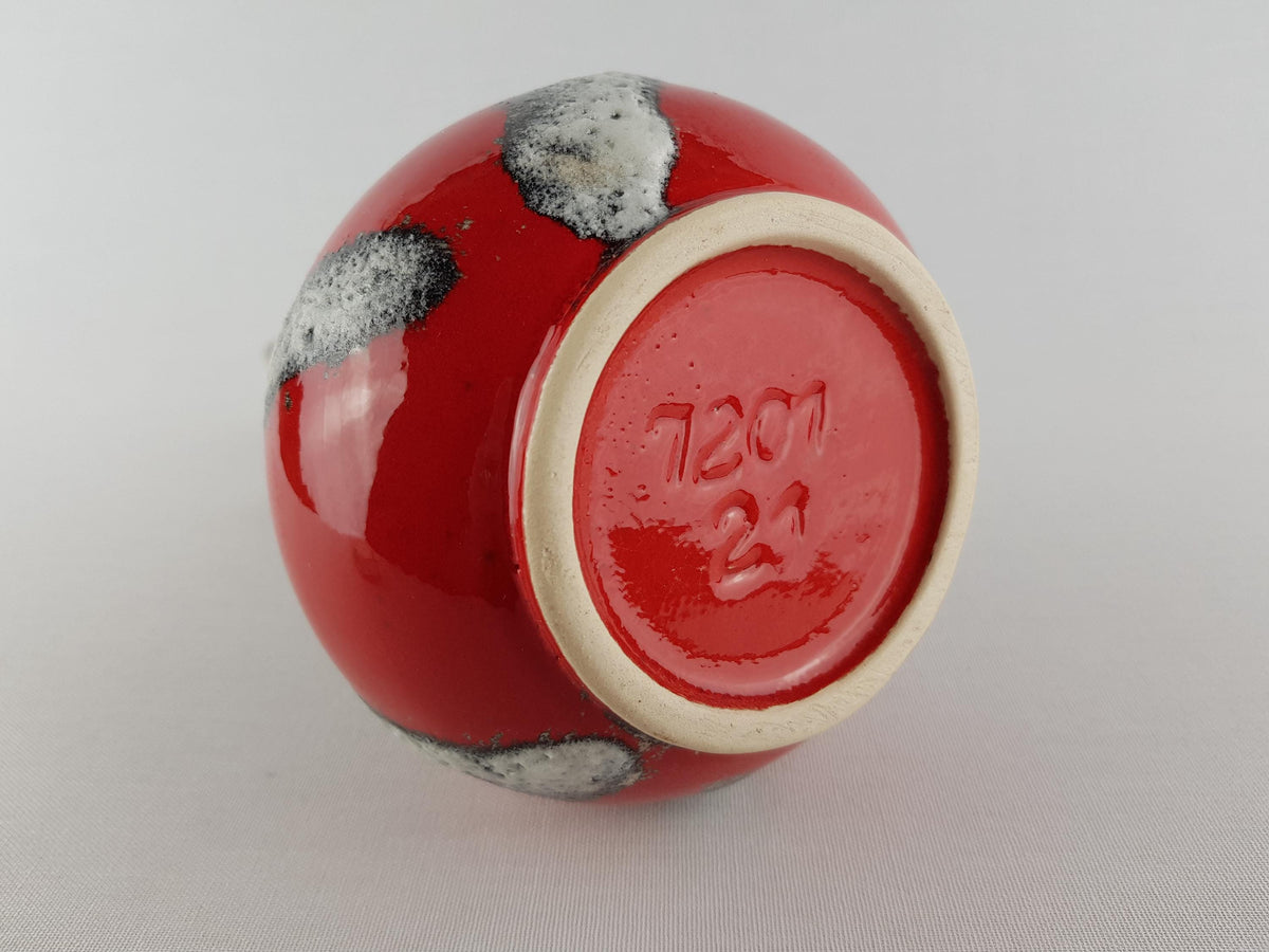 Vintage JOPEKO KERAMIK Red Vase with Turin Decor 7201-21 West German Pottery 1970s