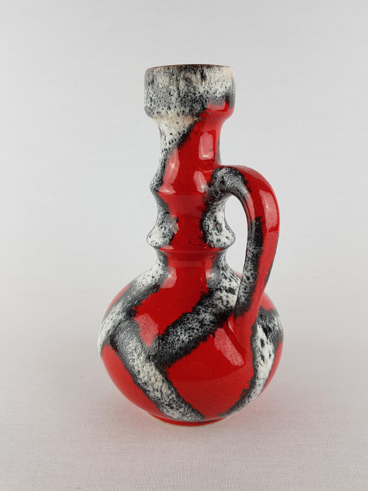 Vintage JOPEKO KERAMIK Red Vase with Turin Decor 7201-21 West German Pottery 1970s