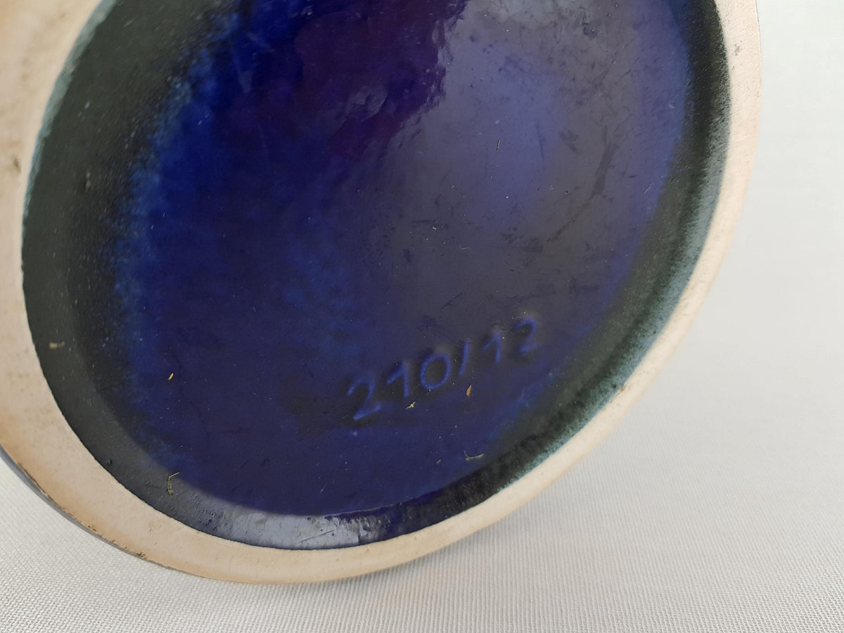 Vintage WALTHER BECHT Blue and Yellow Flower Pot Planter West German Pottery 1960s 1970s