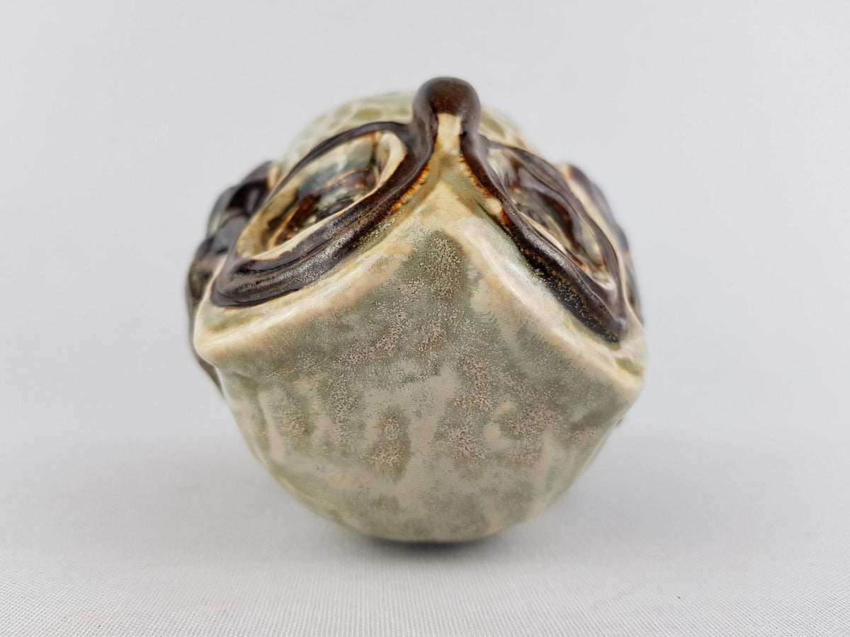 Vintage SOHOLM DENMARK Beige and Brown Owl Figurine by Joseph Simon Scandinavian Pottery 1960s
