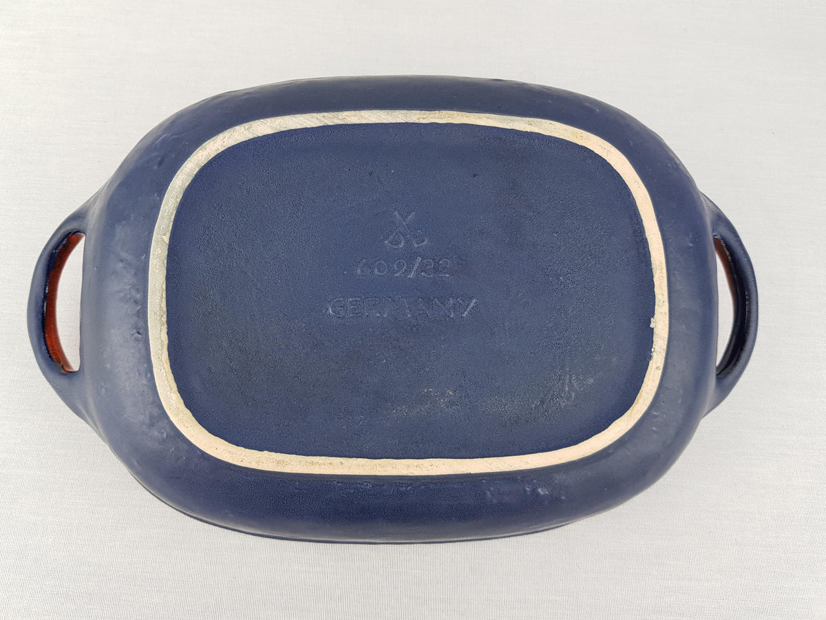 Vintage DÜMLER und BREIDEN KERAMIK Orange and Blue Fat Lava Bowl 609 32 West German Pottery 1970s