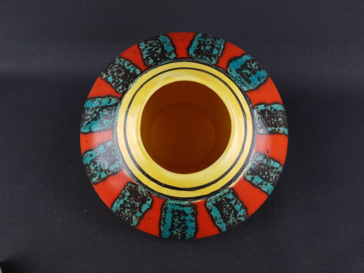 Vintage BAY KERAMIK Fat Lava Discus UFO Vase Ceylon Decor by Bodo Mans 60s