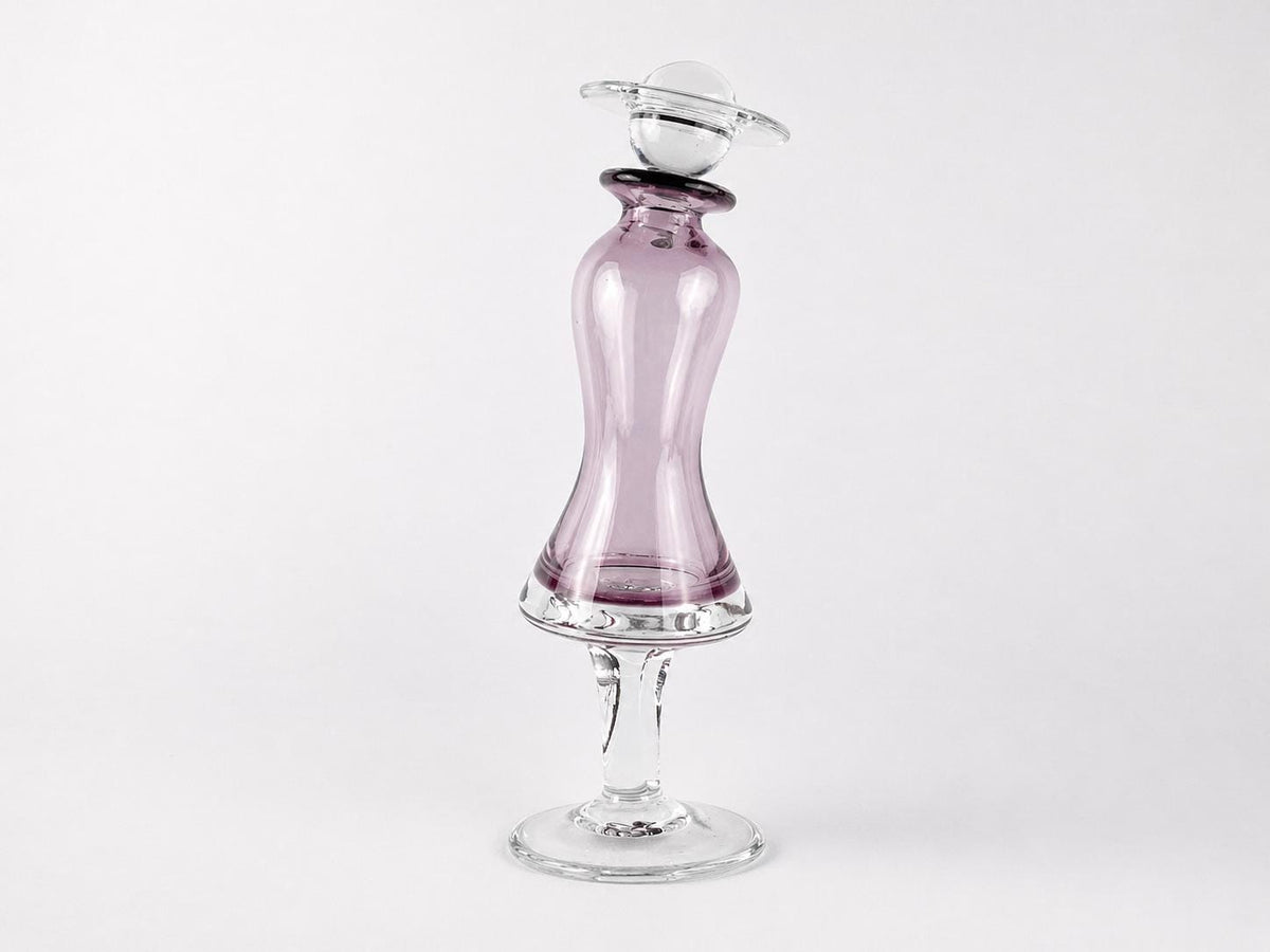 Vintage CHRISTINENHUETTE SCHOTT ZWIESEL Studio Glass Art Decanter | Pink Lila Lady with Hat| Very Rare