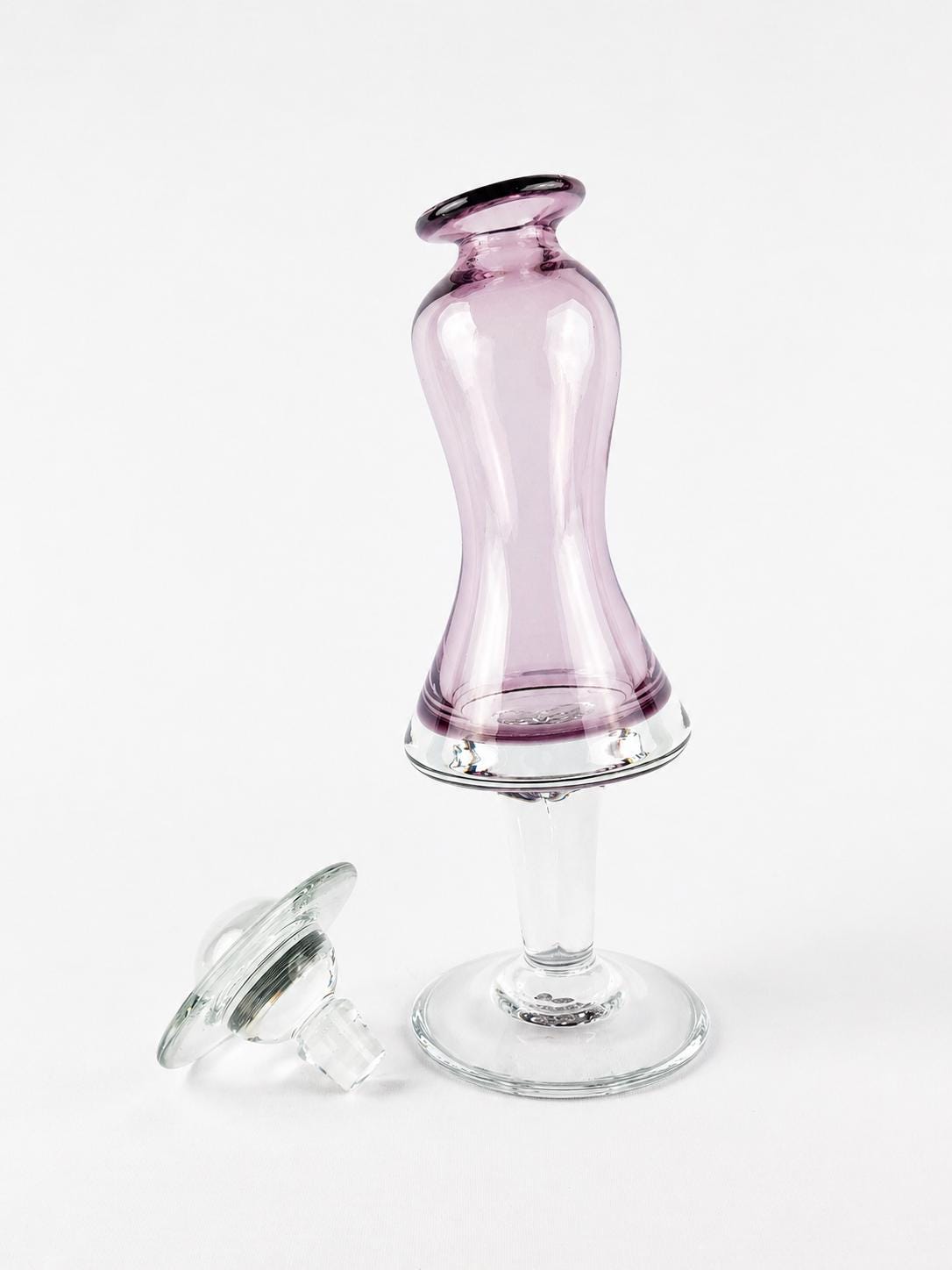 Vintage CHRISTINENHUETTE SCHOTT ZWIESEL Studio Glass Art Decanter | Pink Lila Lady with Hat| Very Rare