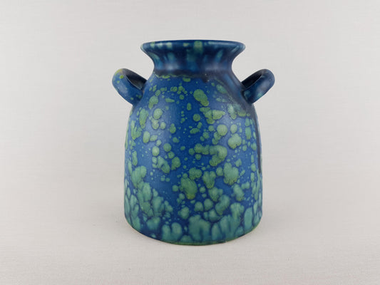 Vintage ES KERAMIK (Emons & Sohne) Double Handled Blue and Green Mottled Vase West German Pottery 1970s