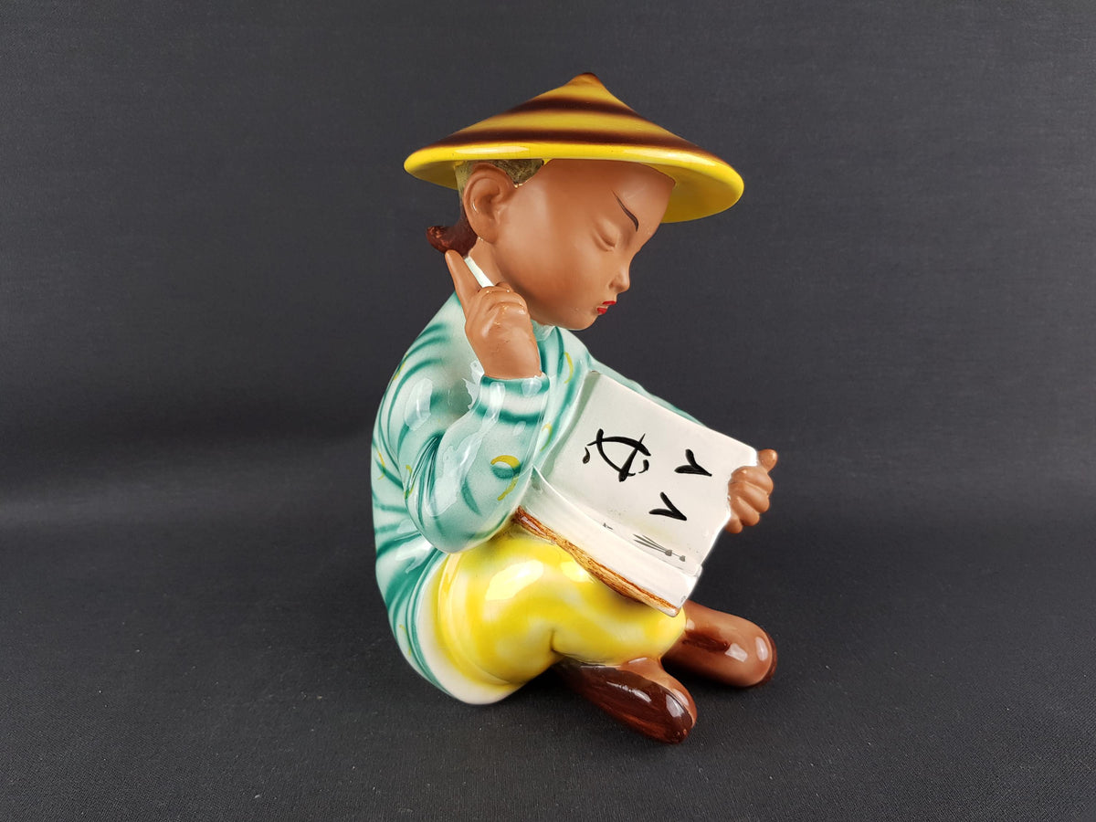 Vintage GMUNDNER KERAMIK Chinese Reader Figurine 2278 by Stephan Dakon Austria 1958 Mid Century Ceramic