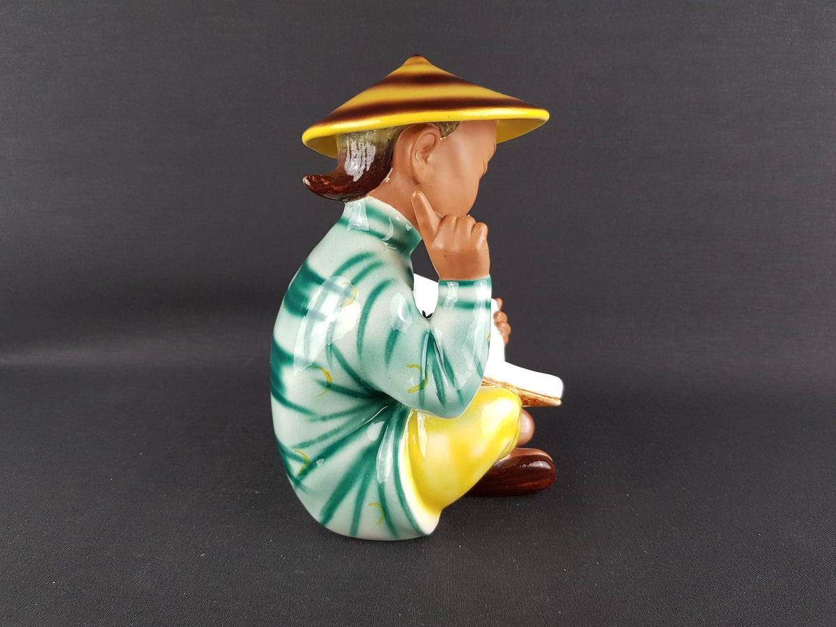 Vintage GMUNDNER KERAMIK Chinese Reader Figurine 2278 by Stephan Dakon Austria 1958 Mid Century Ceramic