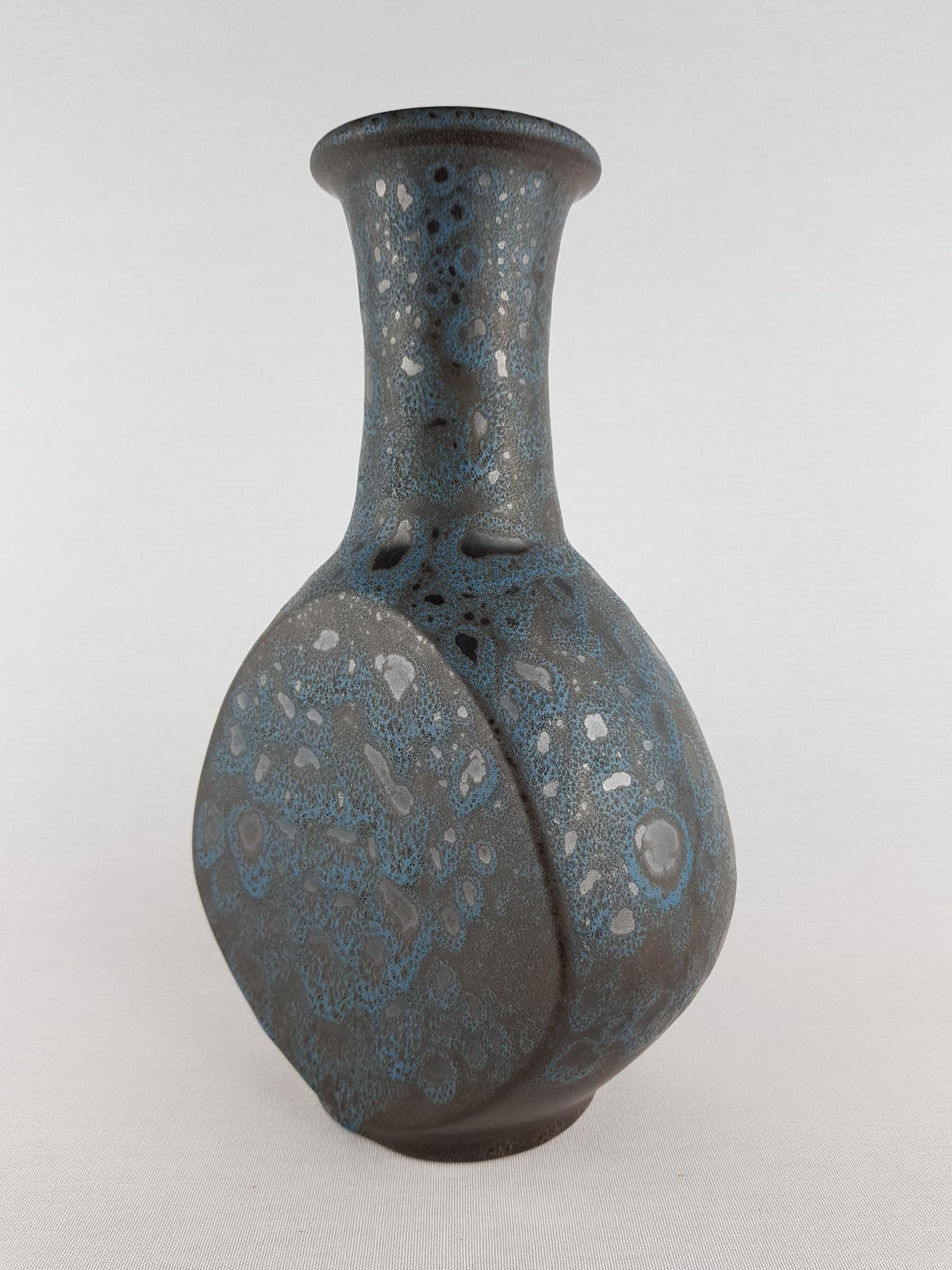 Vintage DÜMLER & BREIDEN Blue Fat Lava Vase 105/28 West German Pottery 1970s