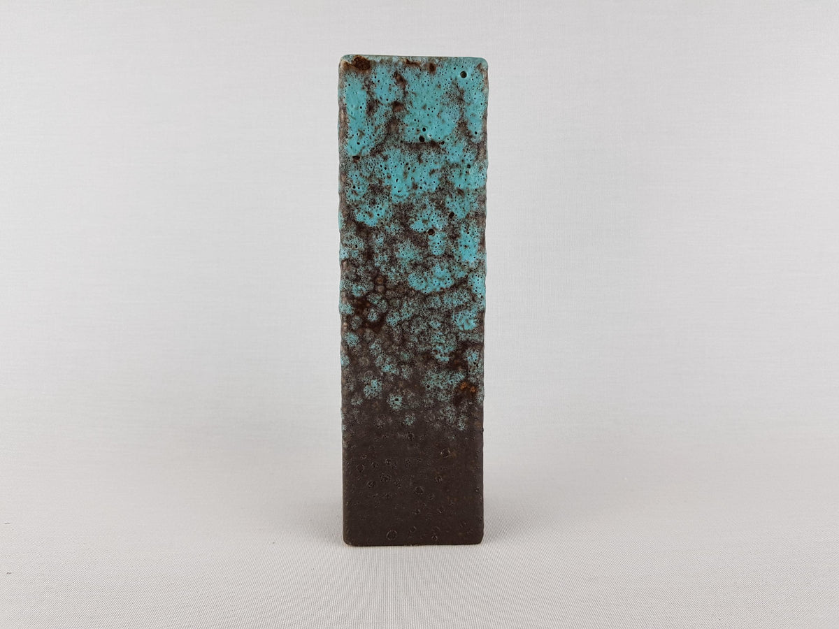 Vintage RUSCHA KERAMIK Rectangular Vase Turquoise Brown Fat Lava West German Pottery 1960s