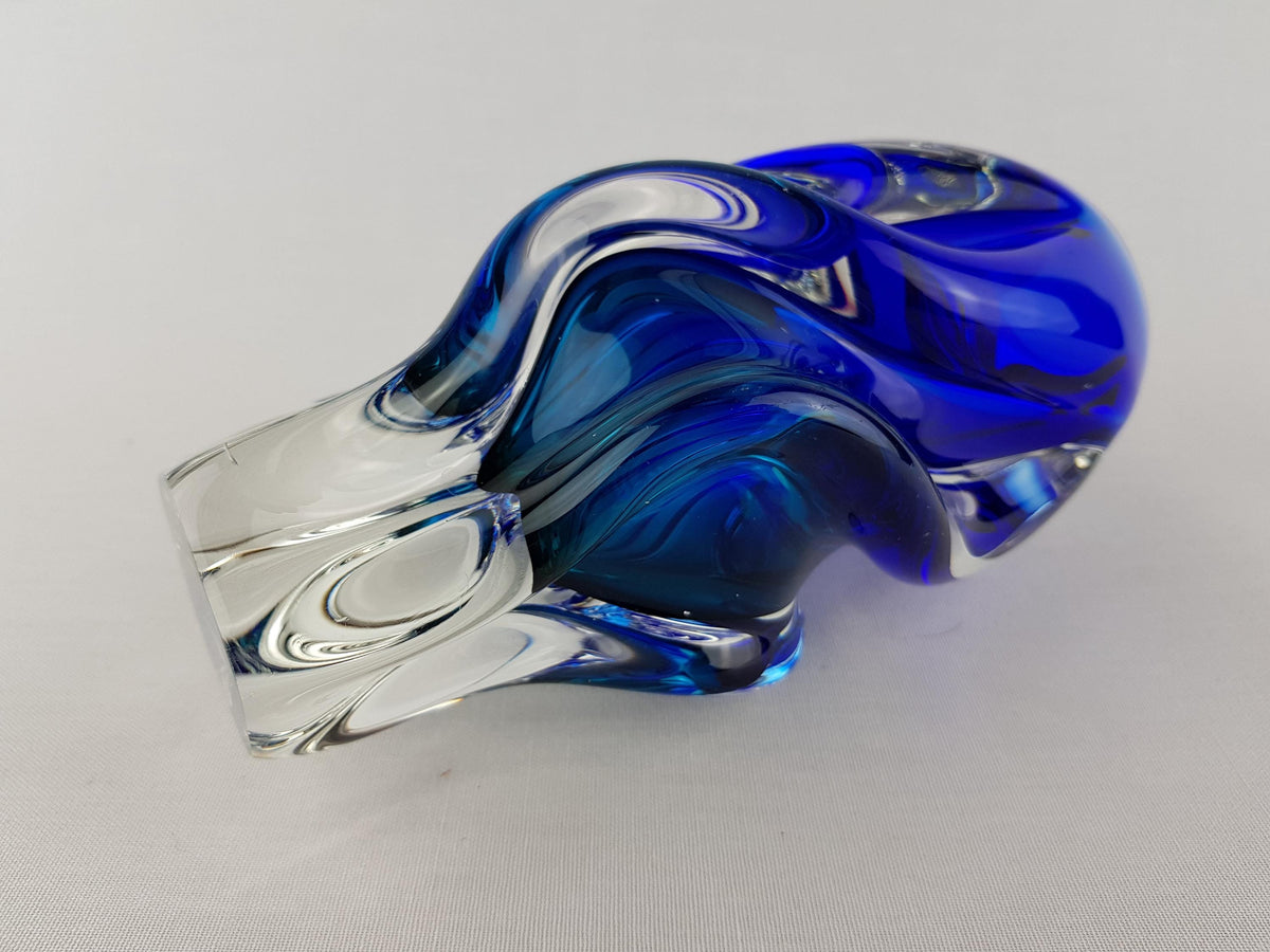 Vintage Rare JOSEF HOSPODKA Blue Vase Novy Bor Borocrystal Bohemian Czech Glass 1960s Czechoslovakia