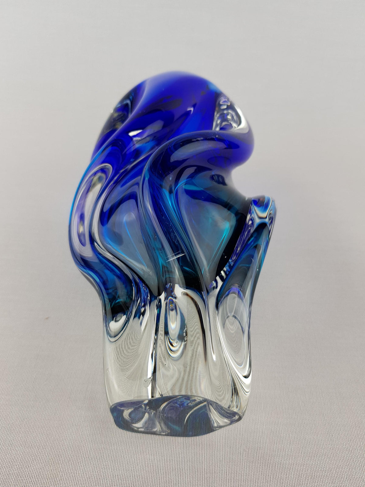 Vintage Rare JOSEF HOSPODKA Blue Vase Novy Bor Borocrystal Bohemian Czech Glass 1960s Czechoslovakia