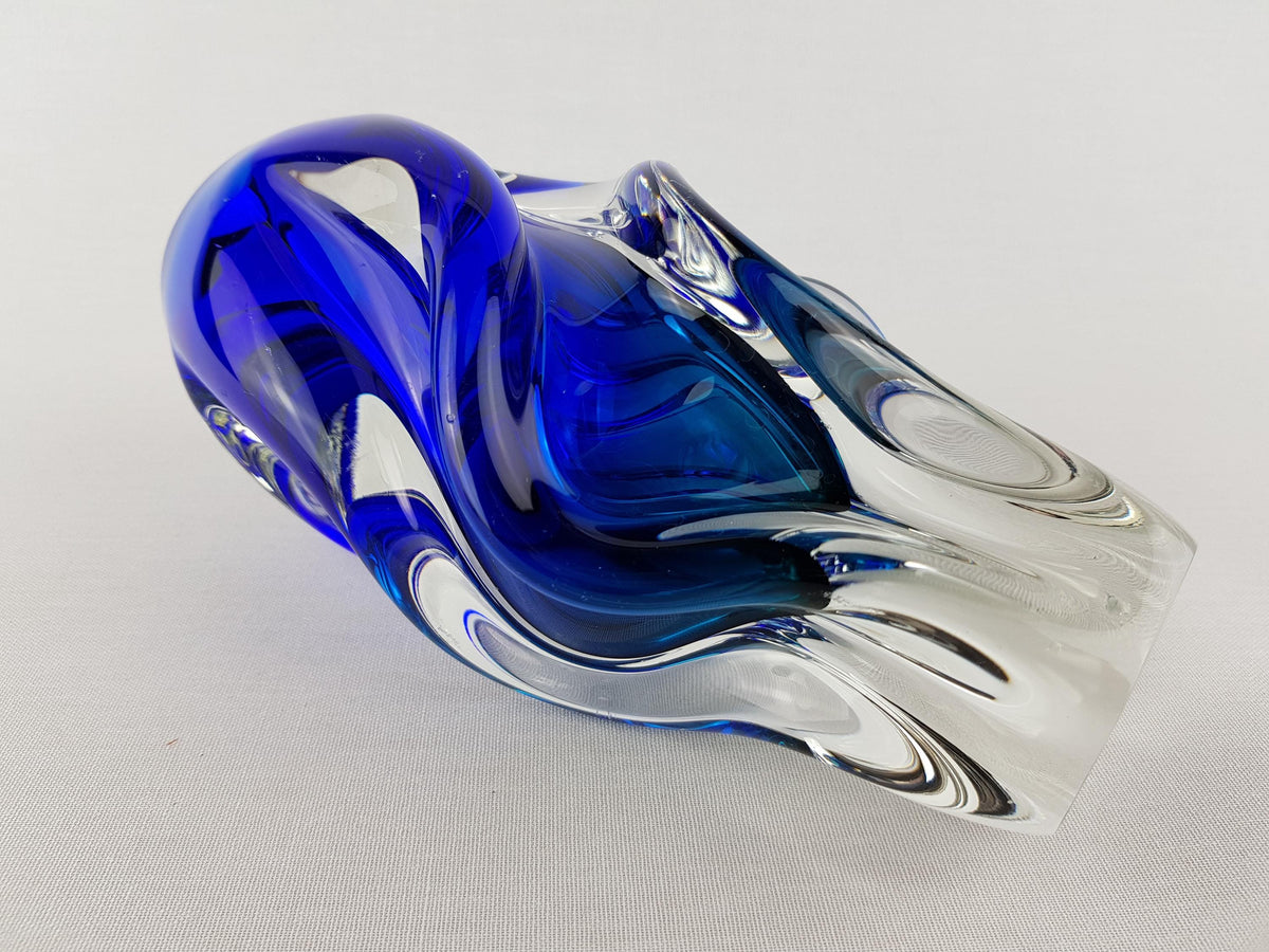 Vintage Rare JOSEF HOSPODKA Blue Vase Novy Bor Borocrystal Bohemian Czech Glass 1960s Czechoslovakia