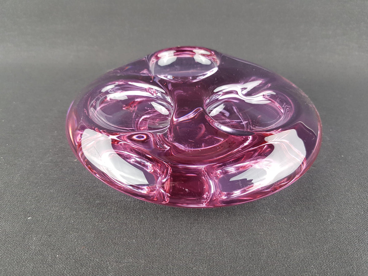 Vintage Sklo Union Purple Glass Valet Ashtray Czech Art Glass Rudolf Jurnikl Czechoslovakia 1960s