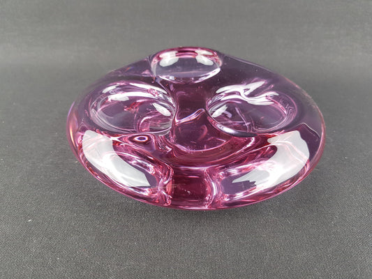Vintage Sklo Union Purple Glass Valet Ashtray Czech Art Glass Rudolf Jurnikl Czechoslovakia 1960s